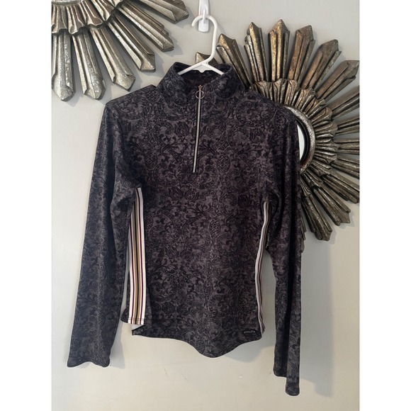 Athleta Tops - Athleta Womens Small Gray Paisley‎ Scroll 1/4 Zip Pullover Top Made in USA